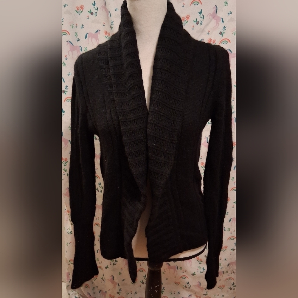 EUC TSE Black Cashmere Casual Everyday Warm Winter Cardigan Sweater Top SZ M